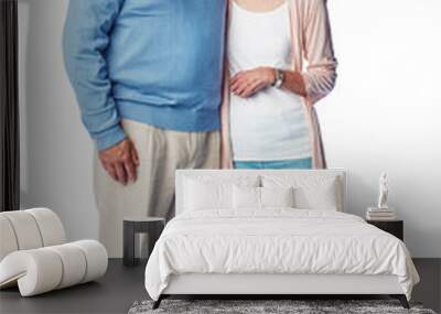 A joyful senior couple spending retirement together with commitment in relationship isolated on a png background. Wall mural