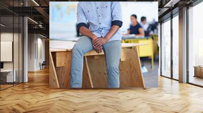 Confident, creative and portrait of black man in office with smile, workshop and project manager at agency. About us, design and happy face of businessman with opportunity, trust and pride at startup Wall mural