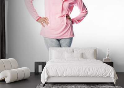 Fitness, sport and portrait of happy senior woman ready for exercise while isolated on a png background. Mature female, athlete and sporty person with physical health and wellness care Wall mural