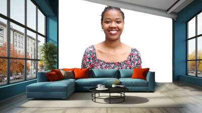 Portrait of a smiling African American woman at home transparent background Wall mural