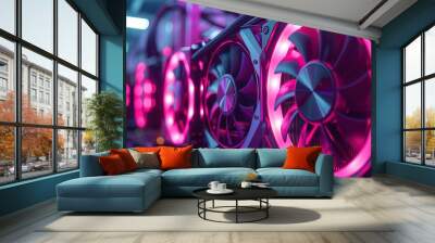 Bright neon lights adorn the large and potent fans of the graphics card, adding to its allure Wall mural