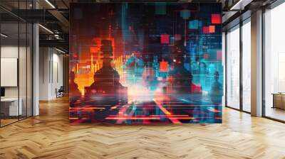 strategy blur corporate business illustration success innovation, technology growth, competition market strategy blur corporate business Wall mural