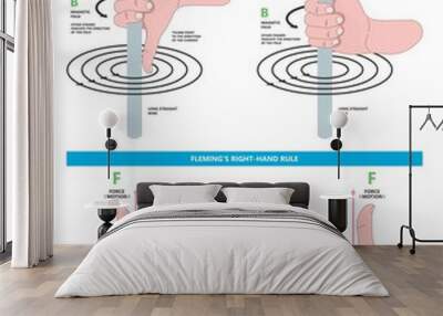 Fleming's Left right hand rule flux motor coil wire plant DC AC Faraday's law alternating John thumb line Screw curl Maxwell's Coulomb's Wall mural