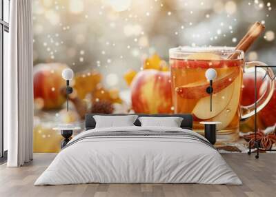 Hot apple cider with an autumn twist Wall mural