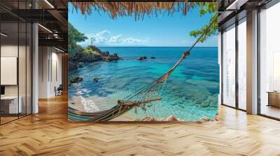 A hammock with a view of the ocean Wall mural