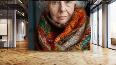 British elderly woman with a shawl, looking warm Wall mural