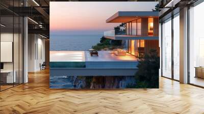 Cliffside house with a dramatic view. Wall mural