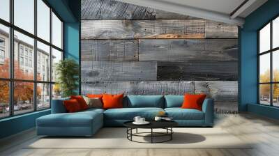 Weathered grey wood planks Wall mural