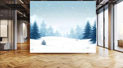 Winter landscape with snow and fir trees as vintage christmas wallpaper Wall mural