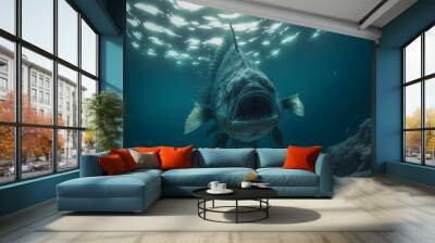 Monster fish creature from the deep dark ocean. Wall mural