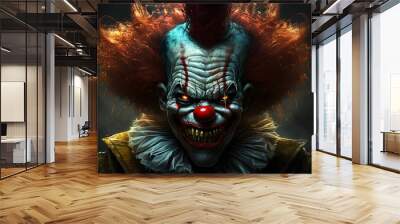 Scary horror clown with creepy smile. Wall mural