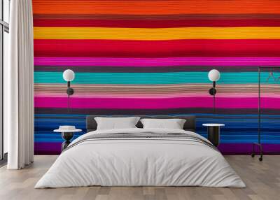 Cinco de Mayo party decor background. Mexican fabric or rug pattern with colorful stripes. Mexican Serape design banner. Wall mural