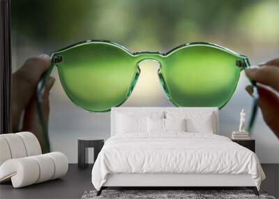 green sunglasses Wall mural