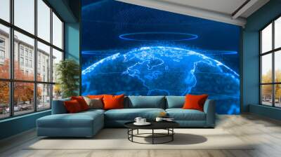 Globe from the top view with earth map background  Wall mural