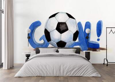 Goal sign and football ball. Wall mural