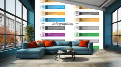 Collection infographics with steps and options, banner  for  business design and website template. Wall mural