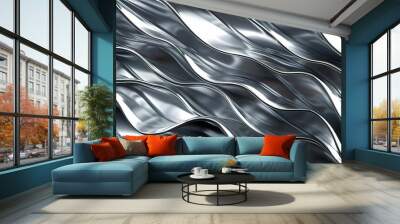 chrome metal wave background, colorful modern high tech abstract background Wall mural