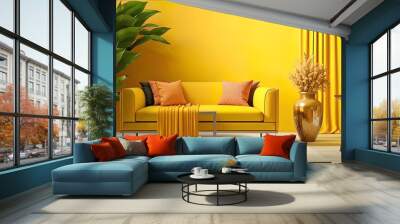 interior details of the summer collection for a home decor company, bright pillows on the sofa Wall mural