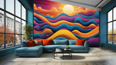 Psychedelic wave abstract background Wall mural