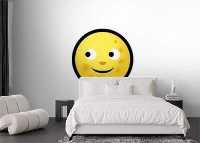 Full Moon, Smiling Face Isolated Realistic Vector Icon. Moon Cycle, Lunar phases Illustration Emoji, Emoticon, Icon Wall mural