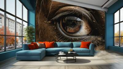 a close-up of a horses eye, detailed and realistic, generative ai Wall mural