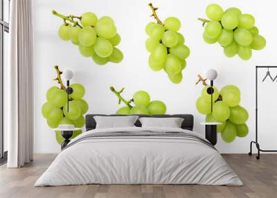 a collection of green grapes isolated on a transparent background, generative ai Wall mural