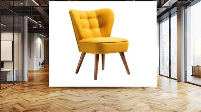 a mustard yellow side chair isolated on a transparent background, generative ai Wall mural