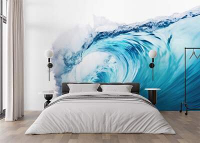 a view from inside a wave as it crashes, abstract shape isolated on a transparent background, generative ai Wall mural