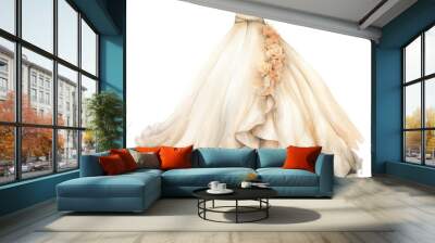 a wedding dress in watercolor style isolated on a transparent background, generative ai Wall mural