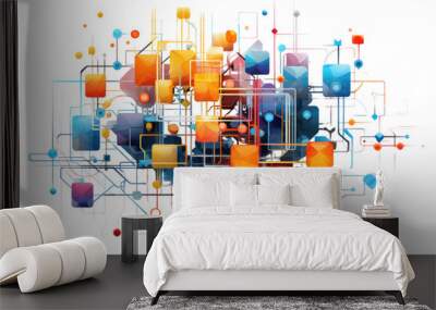 abstract futuristic shape isolated on a transparent background, generative ai Wall mural