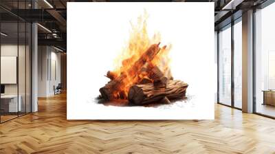 campfire isolated on a transparent background, generative ai Wall mural