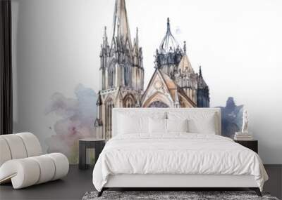 cathedral in the style of gothic watercolor Wall mural