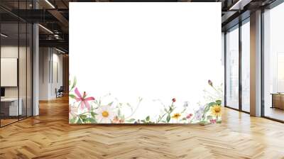 dainty wildflowers as a frame border, isolated with copyspace Wall mural