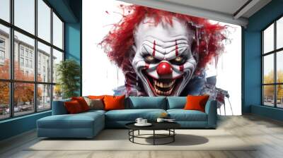 evil clown isolated on a transparent background, generative ai Wall mural