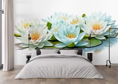 majestic water lilies in a serene pond isolated on a transparent background for design layouts Wall mural