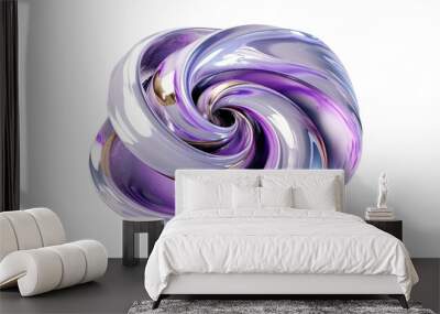 milky way spiral in silver and purple abstract colorful shape, 3d render style, isolated on a transparent background Wall mural