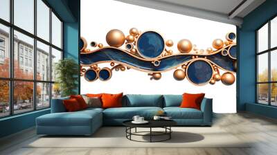 parallel universe in indigo and bronze abstract colorful shape, 3d render style, isolated on a transparent background Wall mural