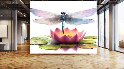 radiant dragonfly with shimmering wings isolated on a transparent background for design layouts Wall mural