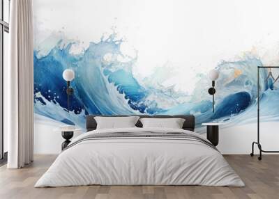 shimmering oceanic dreams, waves frozen in an abstract futuristic 3d texture isolated on a transparent background, generative ai Wall mural