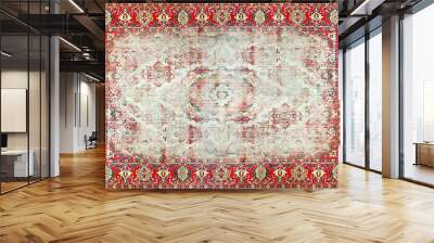 Part of Old Red vintage, grunge Persian Carpet Texture, abstract ornament Wall mural