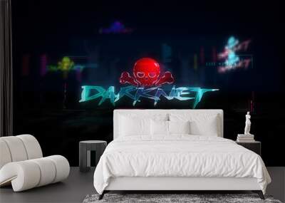 Cyberpunk style darknet cybercrime or darkweb Wall mural