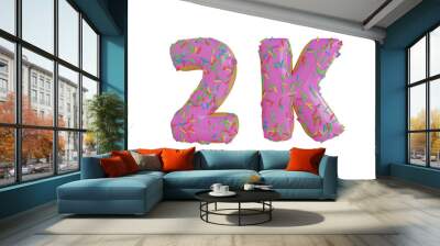 2K Follower Donut 3D Illustration Wall mural