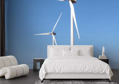 two electric turbines in a cereal field Wall mural