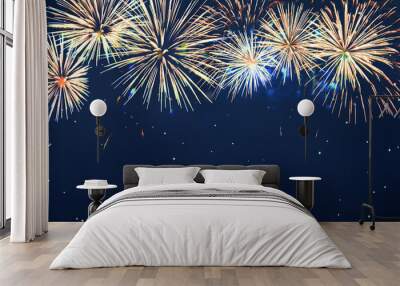 Beautiful Holiday background with fireworks Wall mural