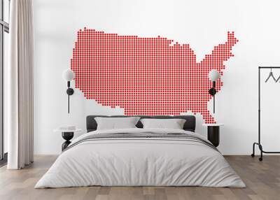 Dotted Style of red color United States map, white dotted USA map with shadows, vector Wall mural