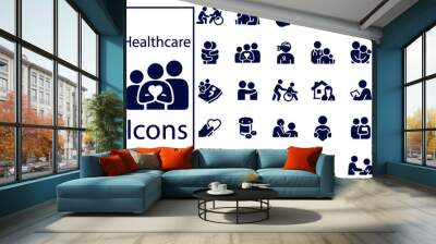 Hospice and Palliative Healthcare Icons Wall mural