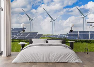 solar panels and wind turbine Wall mural