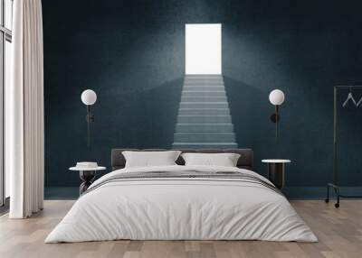 Abstract concrete room with stairs Wall mural