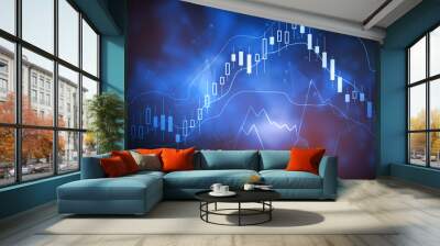 Abstract forex chart backdrop Wall mural