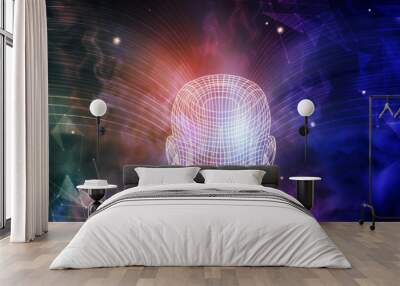 Abstract grid head background Wall mural